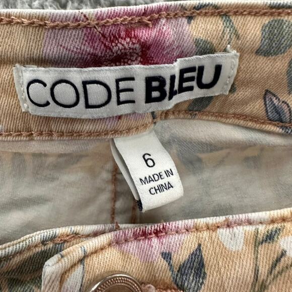 Code Bleu Love Size 6 Crop Floral Denim Jeans Casual Summer Weekend - Picture 4 of 14